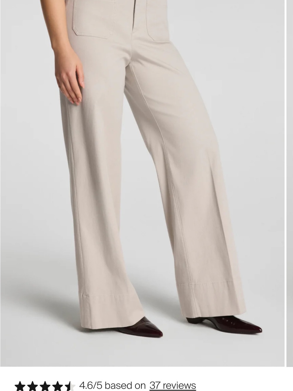SPANXsupersmooth™ Stretch Twill Wide Leg Pant in Bone size large long - Picture 2 of 3